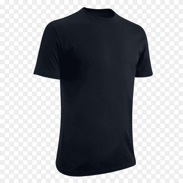 Men's black blank T-shirt template on transparent background PNG