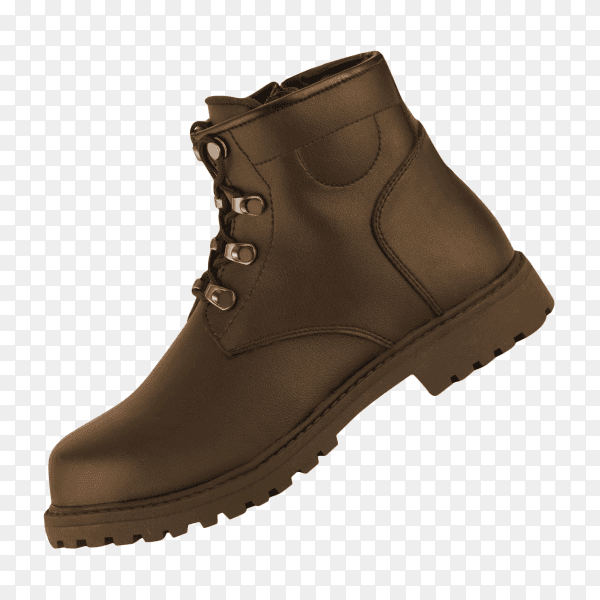 Mens classic brown leather shoes isolated on transparent background PNG