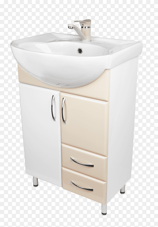 Modern cabinet with sink on transparent background PNG