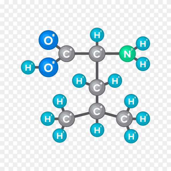 Molecular structure of chemical substance on transparent PNG