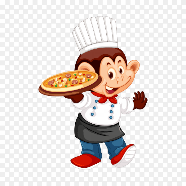 Monkey chef hand drawn on transparent background PNG