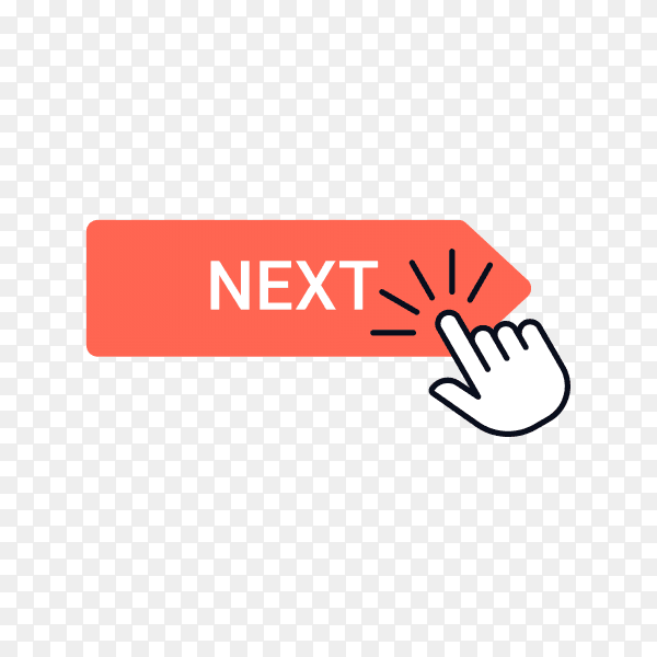Next button with hand mouse on transparent background PNG
