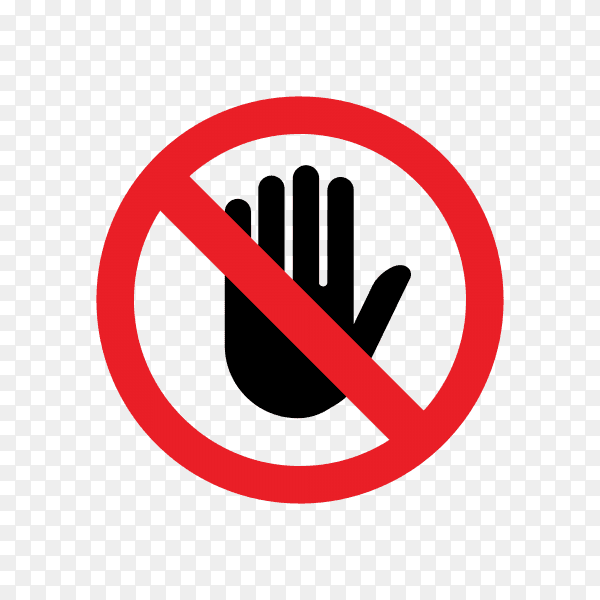 No entry hand sign isolated on transparent PNG