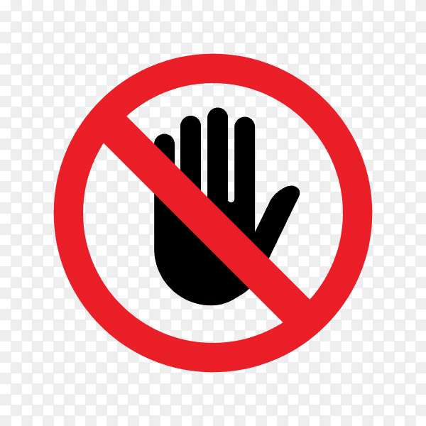 No entry hand sign isolated on transparent background PNG