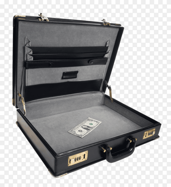 Open leather suitcase on transparent background PNG