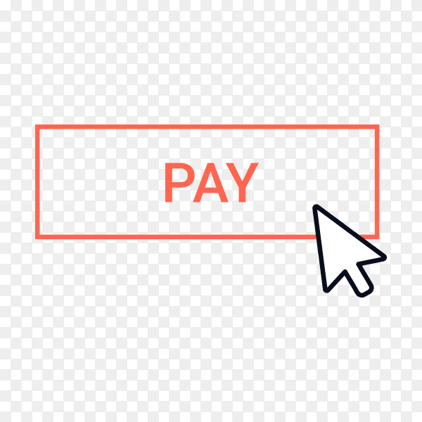 Pay button with hand pointer clicking on transparent background PNG