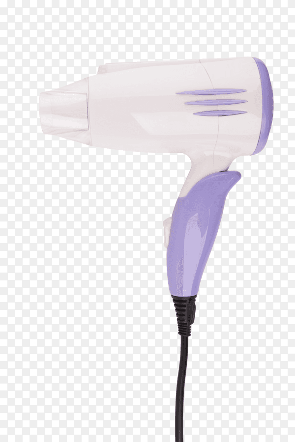 Photo of hair dryer color white on transparent background PNG