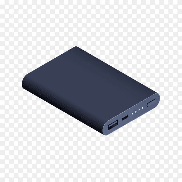 Power bank for charging mobile devices on transparent background PNG