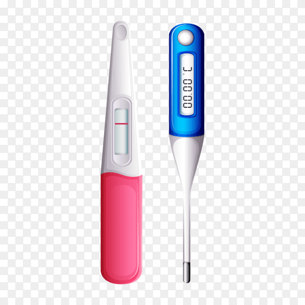 Pregnancy test and thermometer on transparent background PNG
