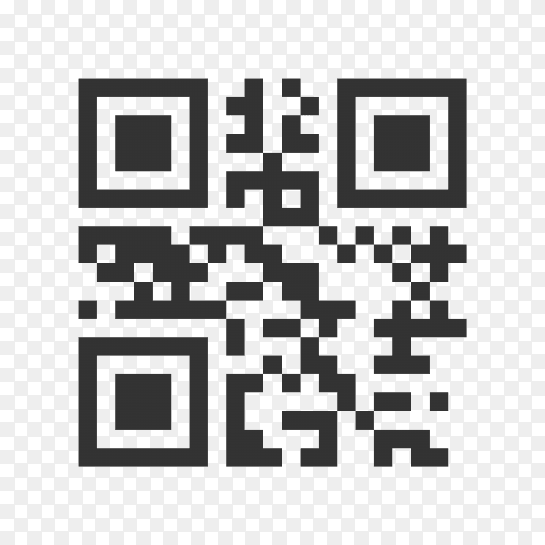 QR code sample for smartphone scanning isolated on transparent background PNG
