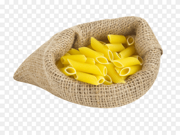 Raw Organic Dry Penne Pasta on transparent background PNG