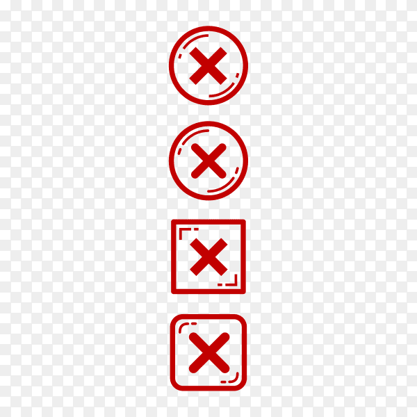 Red cross marks icons on transparent background PNG