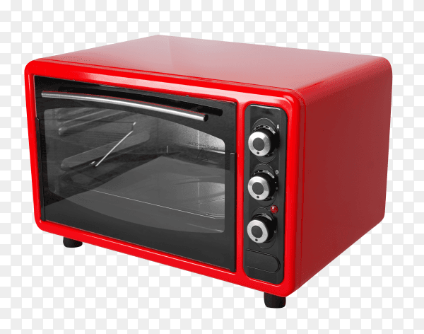 Red electric oven isolated on transparent background PNG