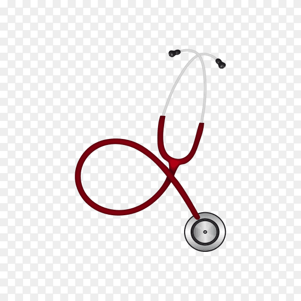 Red stethoscope on transparent background PNG