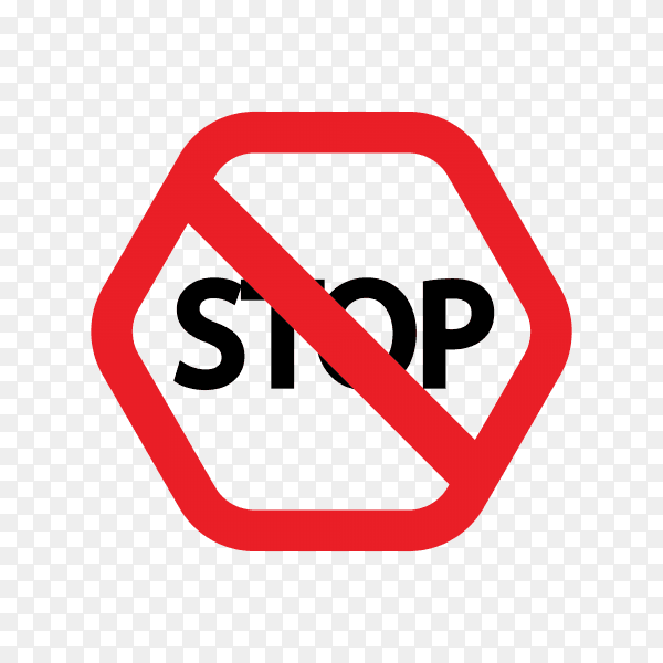 Red stop sign on transparent background PNG