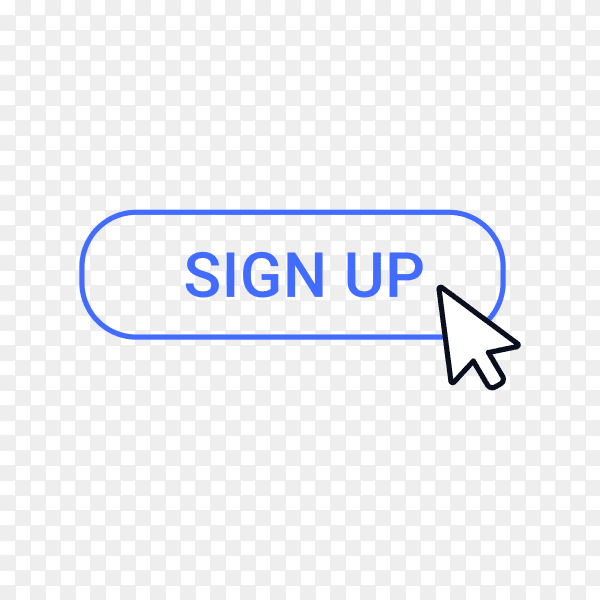 Sign up button with hand mouse on transparent background PNG