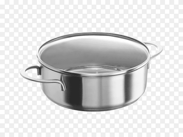 Stainless steel pot isolated on transparent background PNG