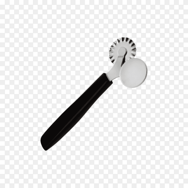 Steel pizza cutter with black handle Isolated on transparent background PNG