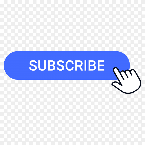 Subscribe button with hand pointer clicking on transparent background PNG