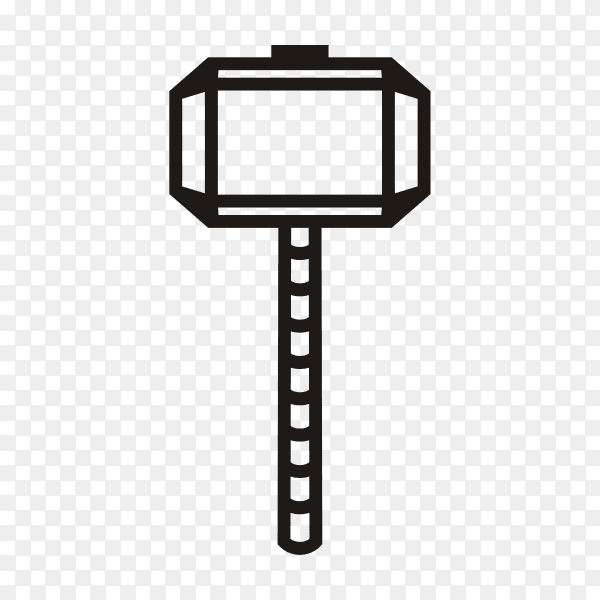 Superhero hammer illustration on transparent background PNG