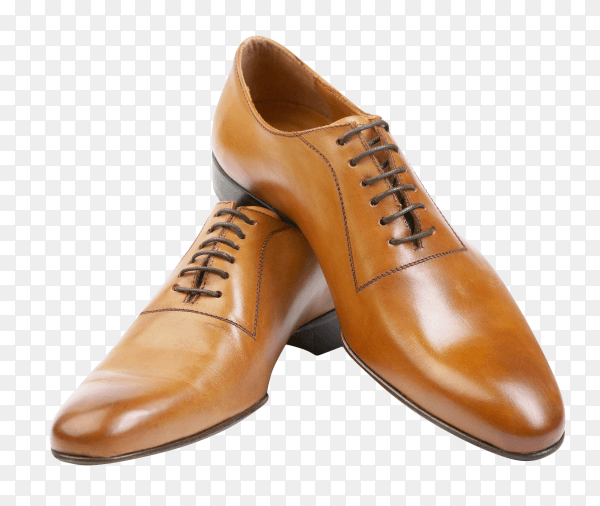 The man's brown shoes isolated on transparent background PNG