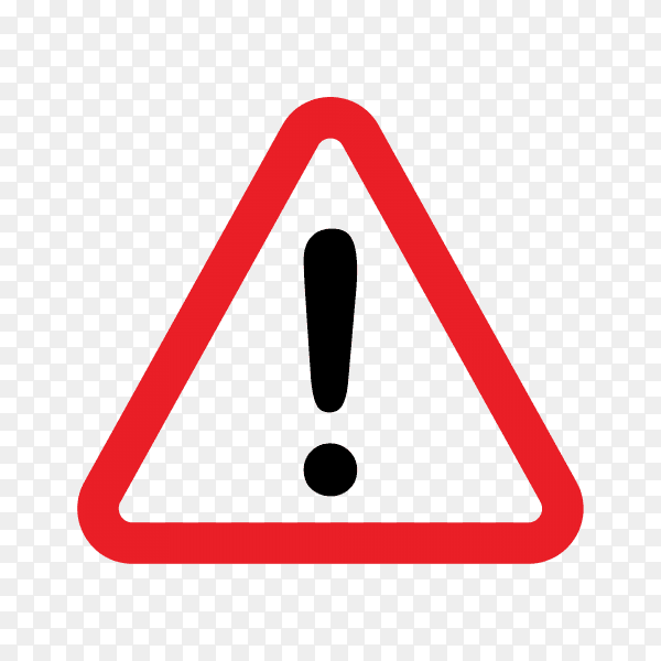 Warning icon. The attention icon. Danger symbol on transparent background PNG