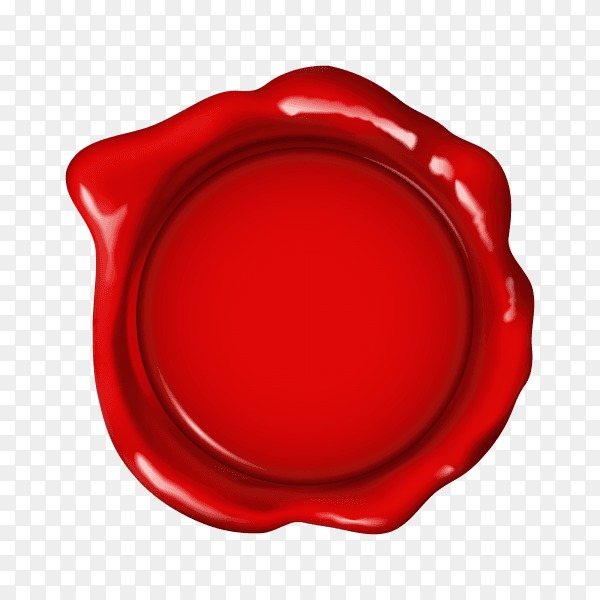 Wax seal in red color on transparent background PNG