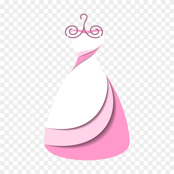 Wedding dress in white and pink color on transparent background PNG