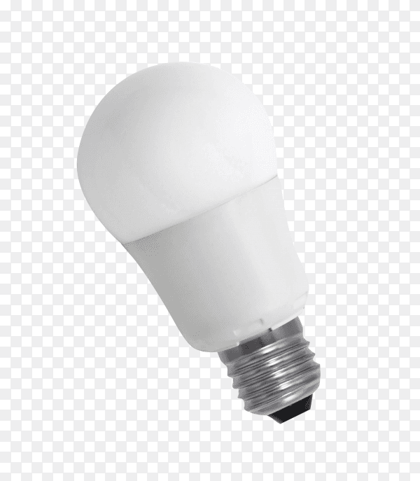 White opaque round energy saving light bulb isolated on transparent background PNG