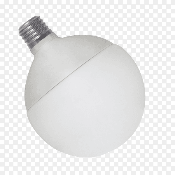 White opaque round energy saving light bulb on transparent background PNG