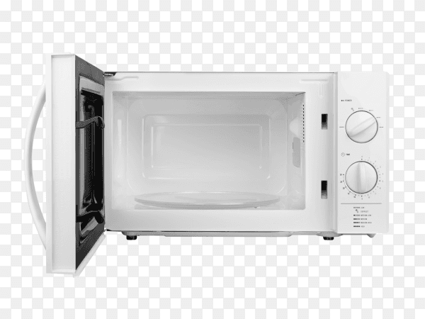 White open microwave oven isolated on transparent background PNG