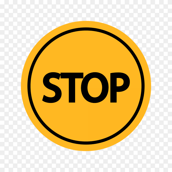 Yellow stop sign isolated on transparent background PNG