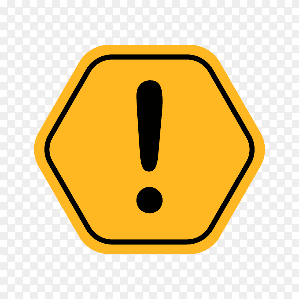 Yellow warning mark illustration on transparent background PNG