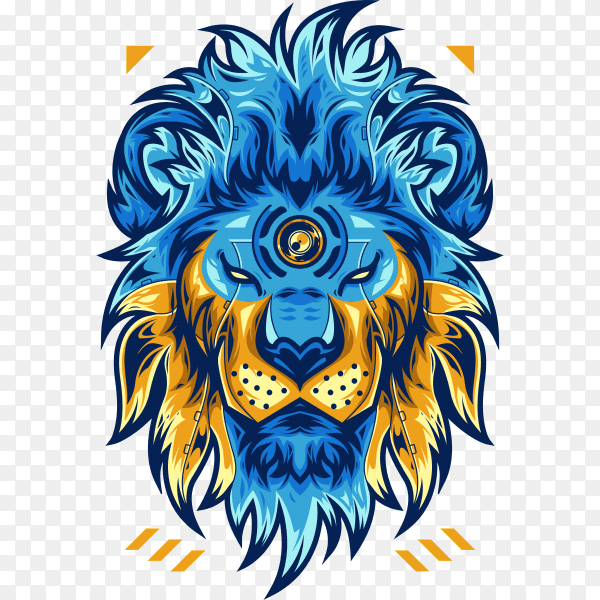Amazing lion head on transparent background PNG