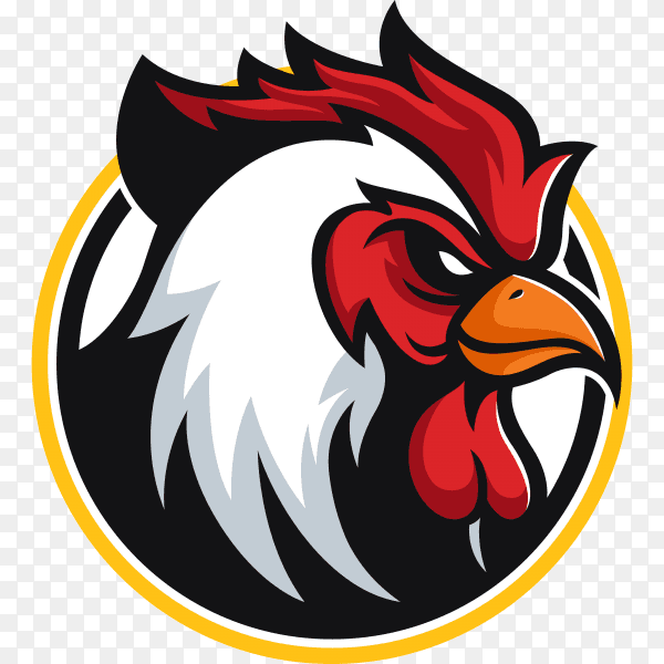 Angry rooster mascot logo cartoon design illustration on transparent background PNG