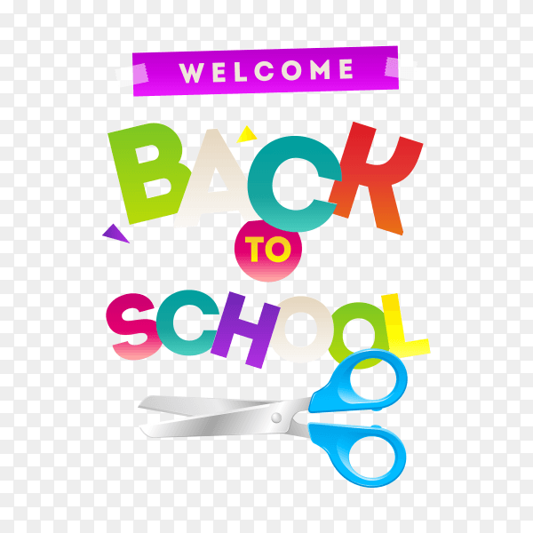 Back to school banner with typography letter on transparent background PNG
