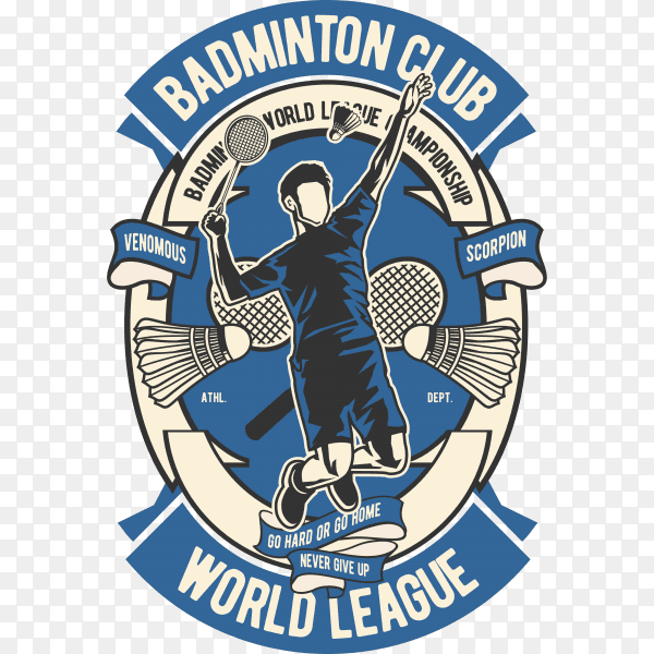 Badminton club logo on transparent background PNG