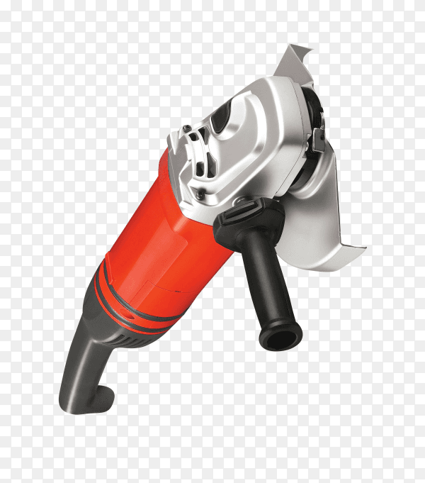 Big Red powerful angle grinder isolated on transparent background PNG