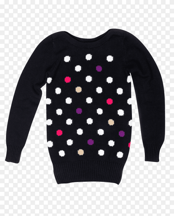 Black sweater with a pattern of polka dots on transparent background PNG