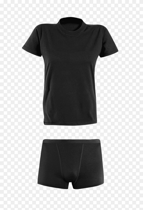 Black t-shirt and underware for man isolated on transparent background PNG