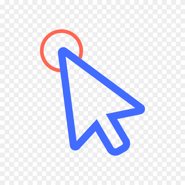 Blue Cursor icon illustration. Pointer icon on transparent background PNG