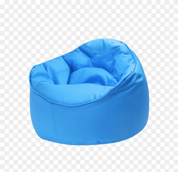 Blue beanbag for living room on transparent background PNG