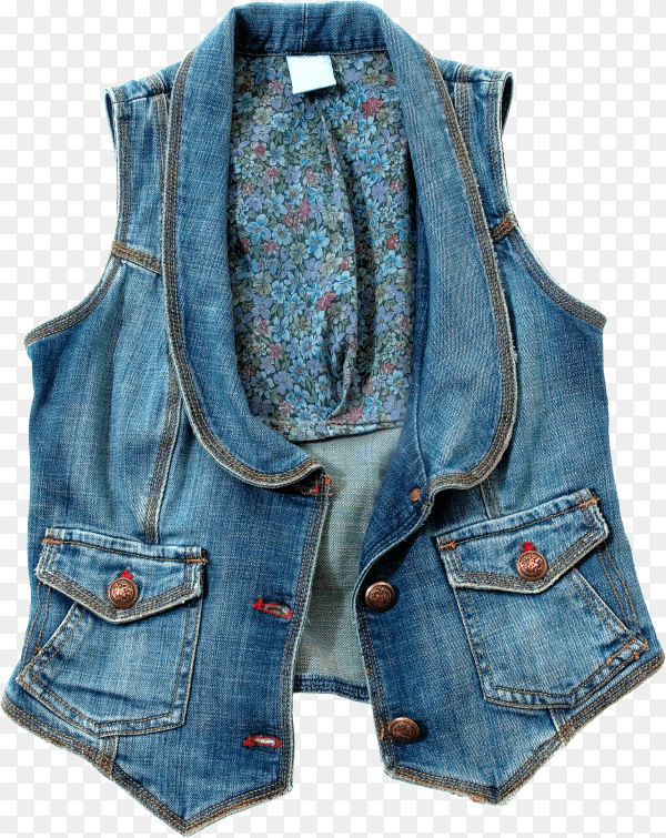Blue denim vest isolated on transparent background PNG