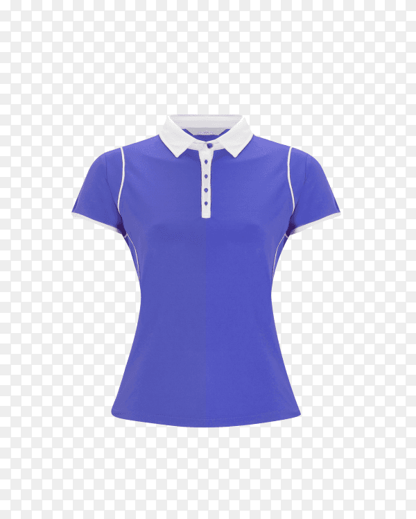 Blue polo t-shirt on transparent background PNG