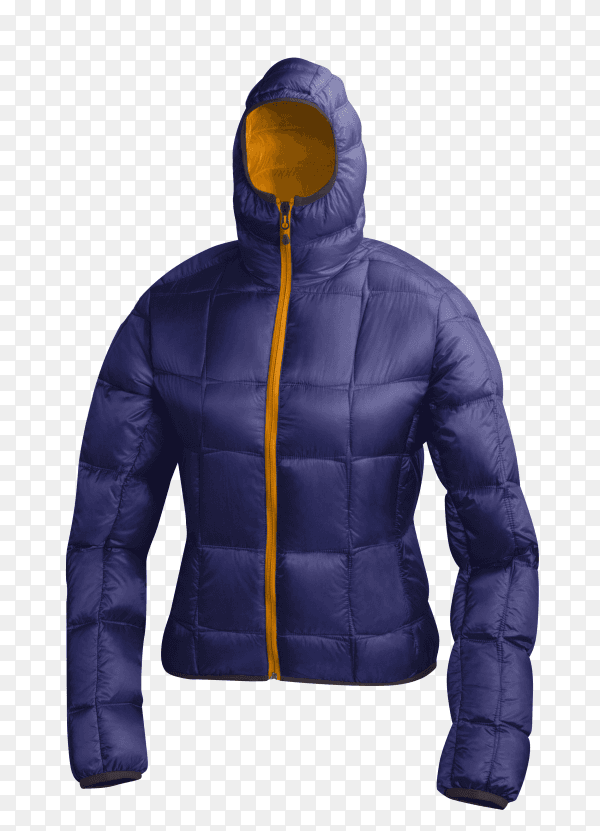 Blue winter jacket on transparent background PNG