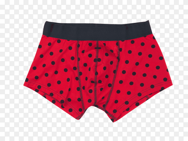 Boxer briefs in red polka dots on transparent background PNG