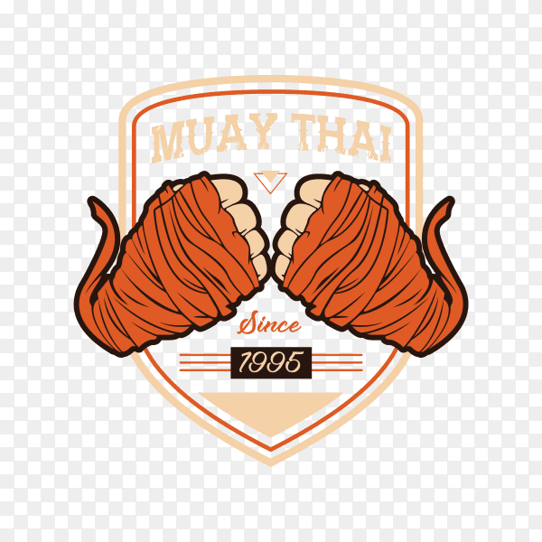 Boxing Muay Thai Fighter Logo on transparent background PNG