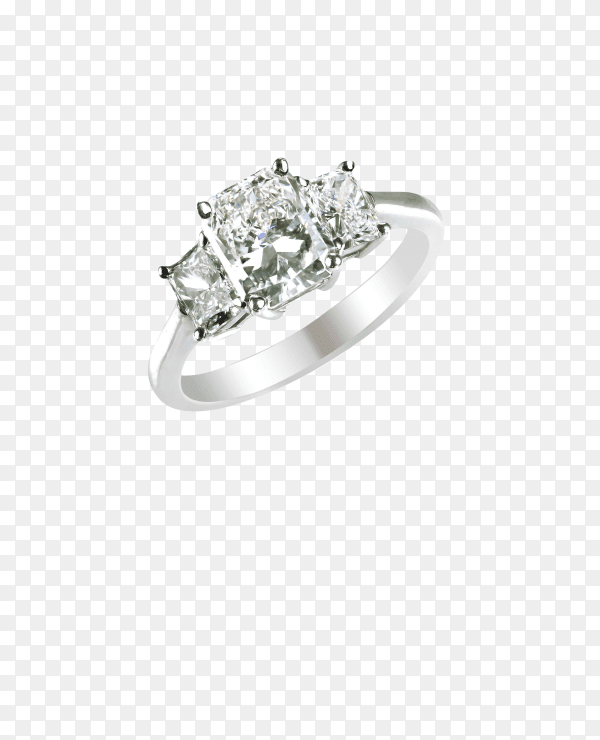 Branding carat round shape diamond band ring on transparent background PNG