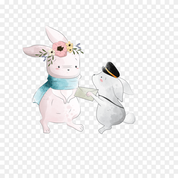Bunny receives a letter on transparent background PNG