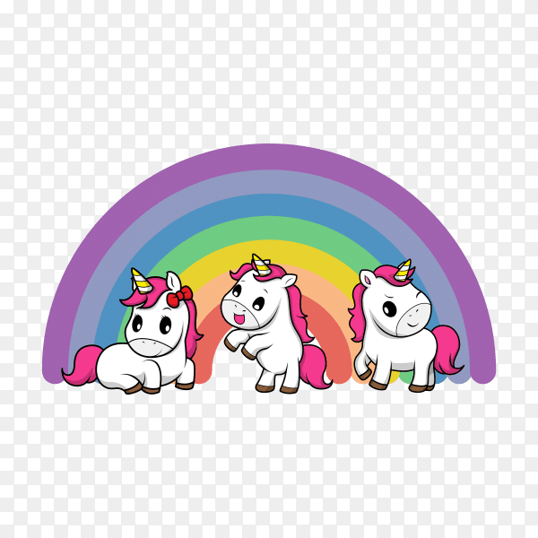 Cartoon unicorn illustration on transparent background PNG